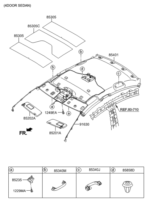 2016 Hyundai Accent Sunvisor & Head Lining Diagram 2