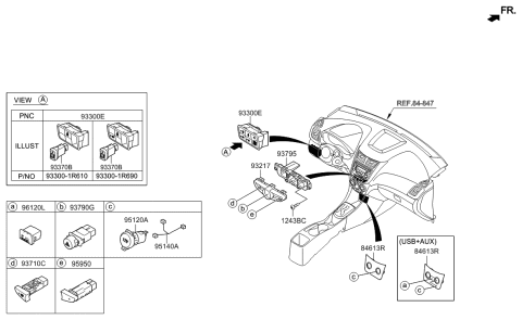 1988 Hyundai Sonata Rheostat Assembly Diagram for 94950-1R000-VYF