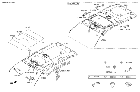 2016 Hyundai Accent Sunvisor & Head Lining Diagram 1