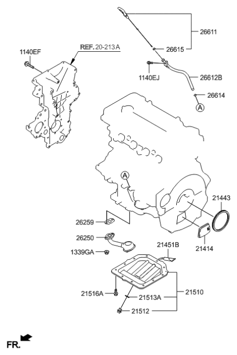 2015 Hyundai Accent Belt Cover & Oil Pan Diagram