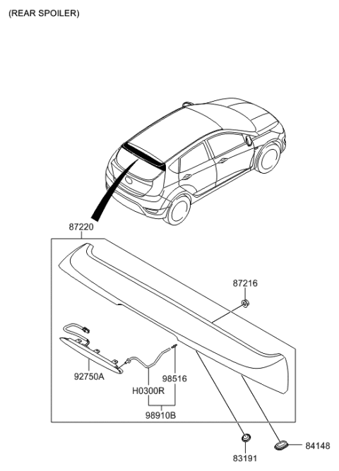 2015 Hyundai Accent Rear Spoiler Diagram for 87210-1R201
