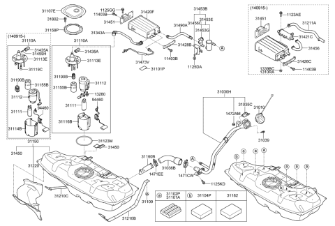 1988 Hyundai Sonata Pad-Fuel Tank Diagram for 31102-3X000