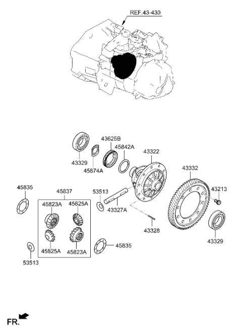 2016 Hyundai Accent Gear-Differential Drive Diagram for 43332-26000