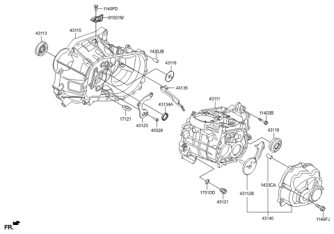 2016 Hyundai Accent Transaxle Case-Manual Diagram