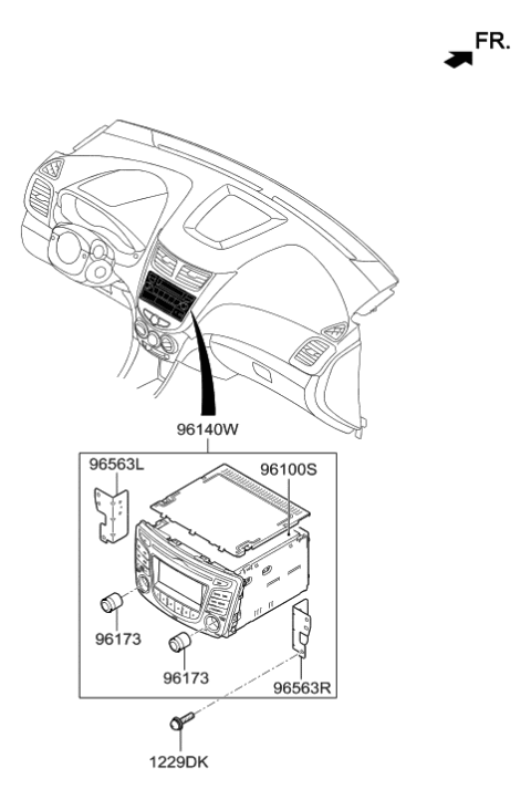 2015 Hyundai Accent Deck Assembly-Audio Diagram for 96164-1R101