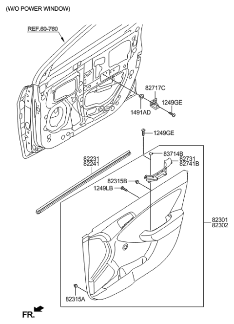 2016 Hyundai Accent Panel Complete-Front Door Trim,RH Diagram for 82302-1R010-RWY