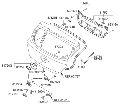 2015 Hyundai Accent Tail Gate Trim Diagram