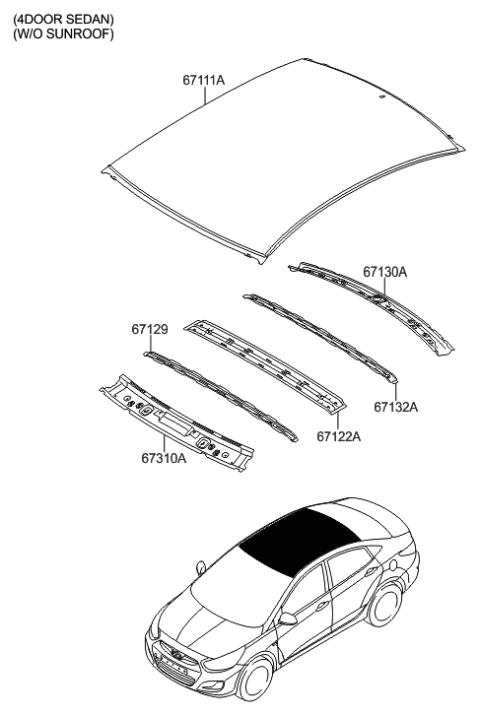 2017 Hyundai Accent Roof Panel Diagram 1