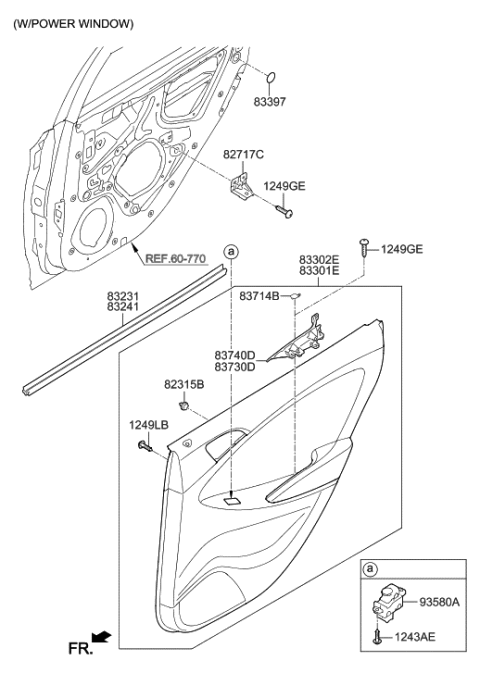2016 Hyundai Accent Power Window Sub-Switch Assembly Diagram for 93581-1R001