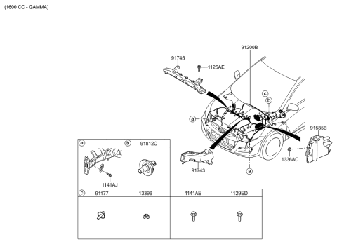 2017 Hyundai Accent Wiring Assembly-Front Diagram for 91420-1R521