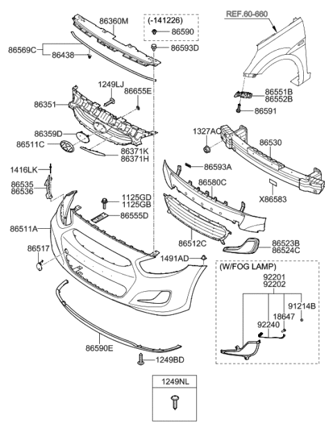 2017 Hyundai Accent Front Bumper Diagram