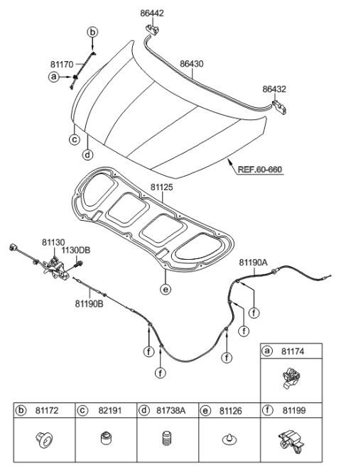 2016 Hyundai Accent Hood Trim Diagram