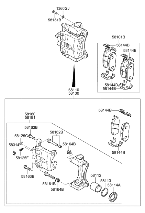 1989 Hyundai Sonata Piston-Front Disc Brake Diagram for 58112-28300