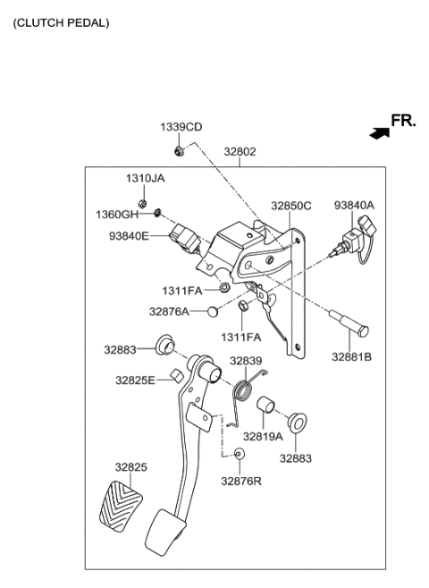 2015 Hyundai Accent Brake & Clutch Pedal Diagram 2