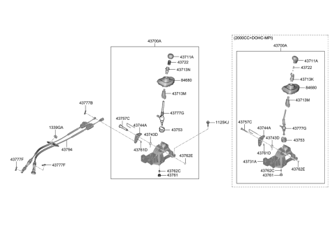 2020 Hyundai Veloster Shift Lever Control (MTM) Diagram