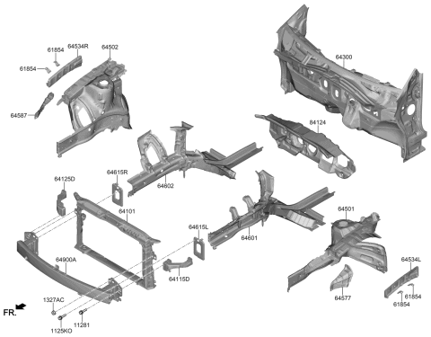 2020 Hyundai Veloster Fender Apron & Radiator Support Panel Diagram