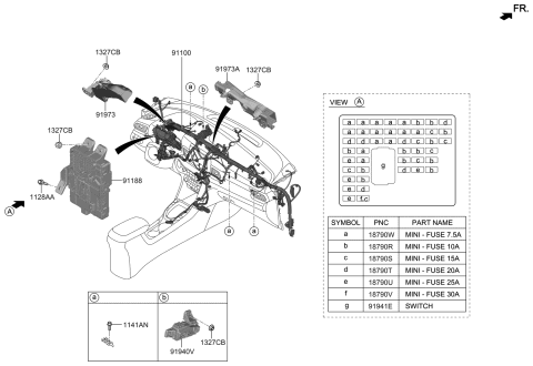 2019 Hyundai Ioniq Instrument Panel Junction Box Assembly Diagram for 91950-J3020