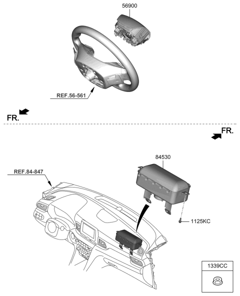 1993 Hyundai Scoupe Module Assembly-Steering Wheel Air Bag Diagram for 80100-J9500-NNB