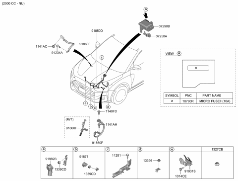 1994 Hyundai Scoupe Wiring Assembly-Battery Diagram for 91850-J3040