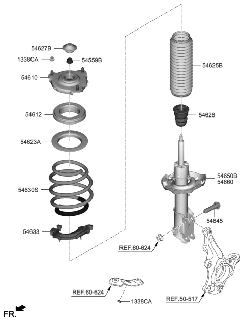 2021 Hyundai Veloster Strut Assembly, Front, Left Diagram for 54651-J3AA0