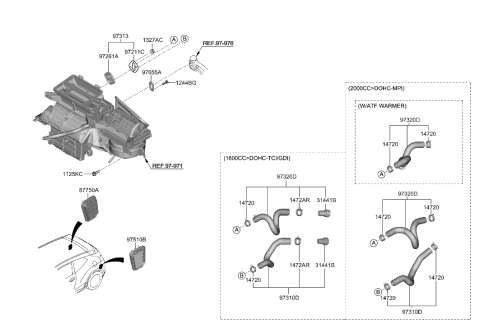 2021 Hyundai Veloster Heater System-Duct & Hose Diagram