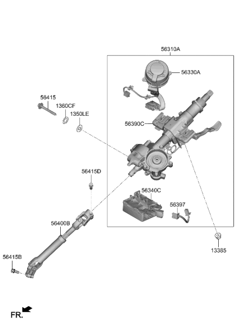 2019 Hyundai Ioniq Column Assembly-Steering Diagram for 56310-J3200