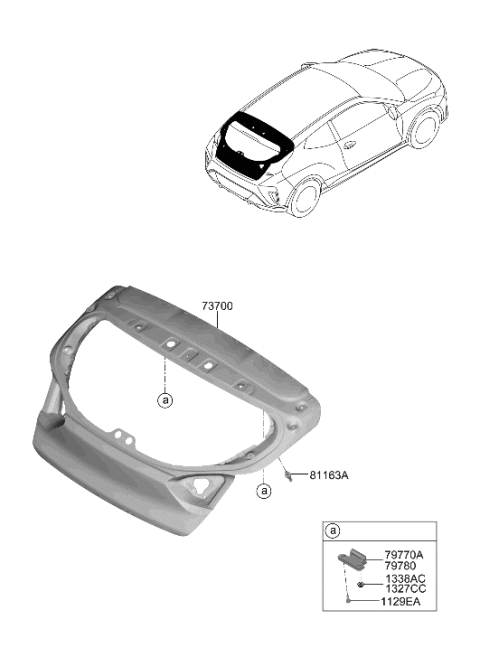 2019 Hyundai Veloster Panel Assembly-Tail Gate Diagram for 73700-J3000