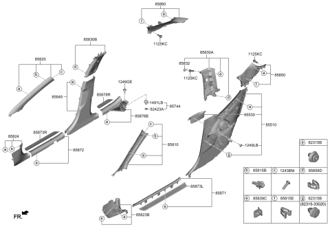 2021 Hyundai Veloster Interior Side Trim Diagram