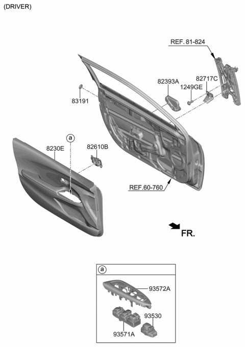 2019 Hyundai Ioniq Front Door Handle Assembly, Interior Diagram for 82610-J3000-TSK