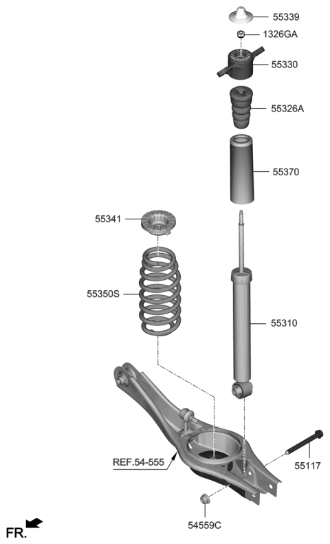 1994 Hyundai Scoupe Rubber Bumper Diagram for 55326-J3AA0