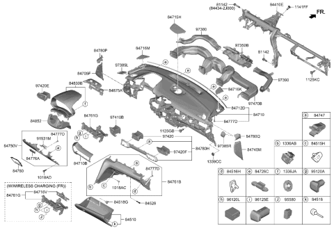2019 Hyundai Ioniq Panel-C/PAD LWR Passenger Side Diagram for 84540-J3000-RJS