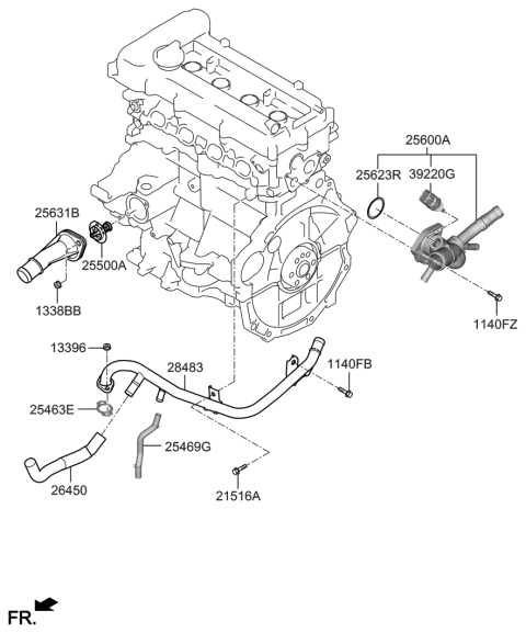 2021 Hyundai Veloster Coolant Pipe & Hose Diagram 1