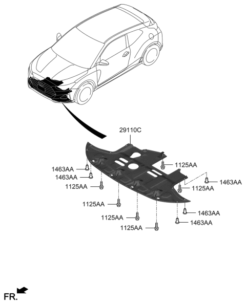 2019 Hyundai Veloster Panel Assembly-Under Cover Diagram for 29110-J3000