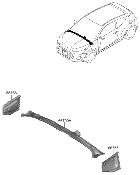 2020 Hyundai Veloster Panel Assembly-Cowl Complete Diagram for 66700-J3000