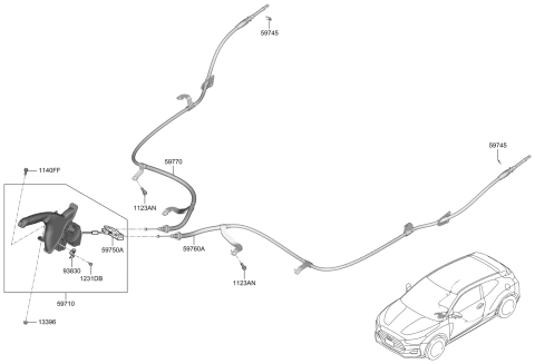 2020 Hyundai Veloster Cable Assembly-Parkng Brake Diagram for 59750-J3000