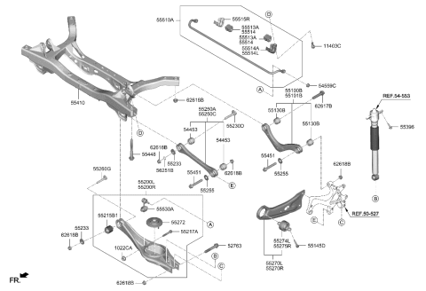 2021 Hyundai Veloster Crossmember-Rear Diagram for 55410-J3BA0