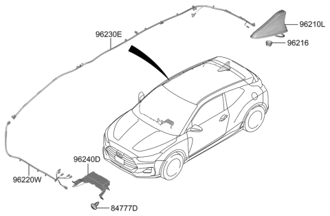2019 Hyundai Ioniq Combination Antenna Assembly Diagram for 96210-J3300-P6W