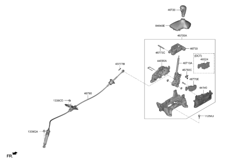 2021 Hyundai Veloster Automatic Transmission Lever Cable Assembly Diagram for 46790-J3200