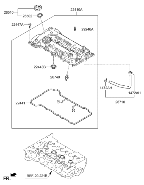 2021 Hyundai Veloster Cover Assembly-Rocker Diagram for 22410-2E700