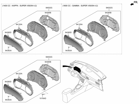 2019 Hyundai Ioniq Cluster Assembly-Instrument Diagram for 94001-J3730