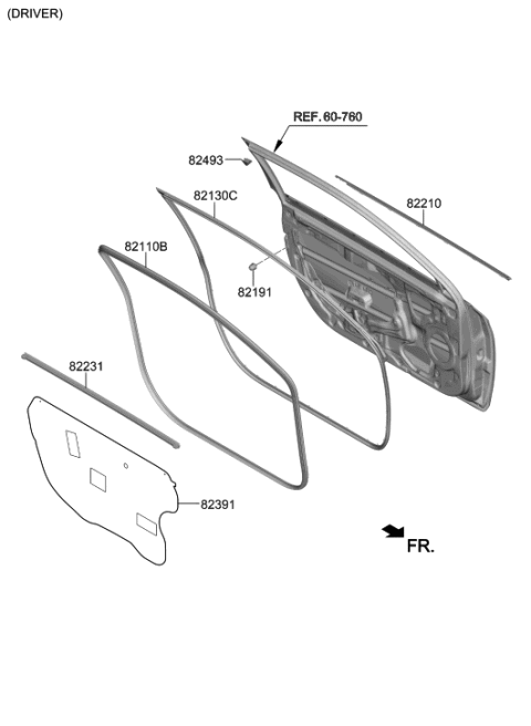 2020 Hyundai Veloster Front Door Moulding Diagram 1