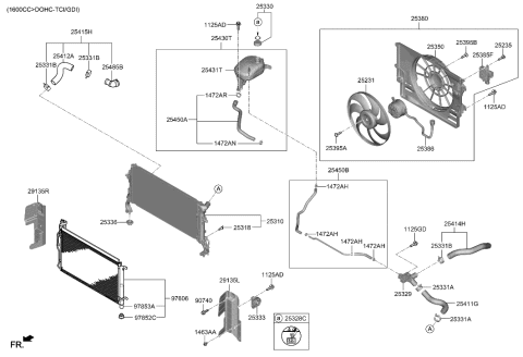 2021 Hyundai Veloster Radiator Assembly Diagram for 25310-J3000