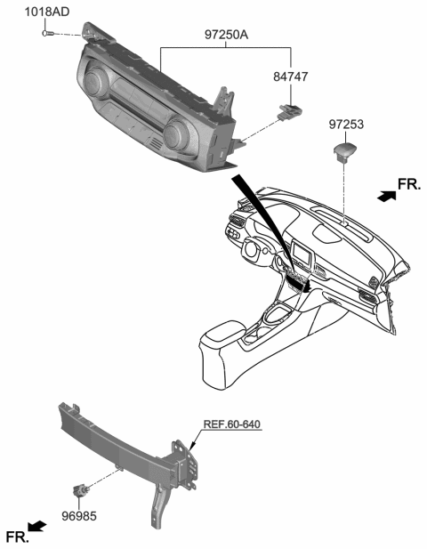 2020 Hyundai Veloster Heater Control Assembly Diagram for 97250-J3260-RWS