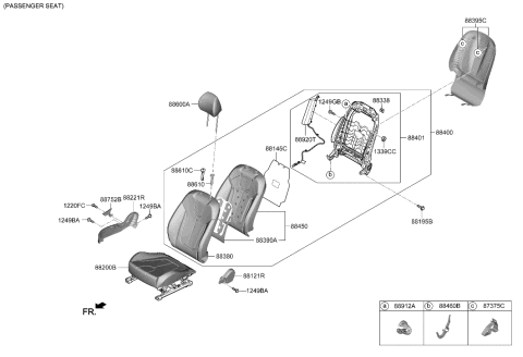 2021 Hyundai Veloster Front Right-Hand Seat Back Covering Assembly Diagram for 88470-J3010-PMU