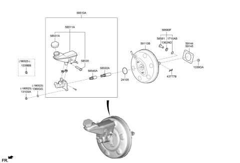 1993 Hyundai Scoupe Booster Assembly-Brake Diagram for 59110-J3150