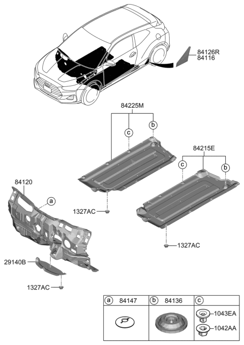 2021 Hyundai Veloster Cover-Under Center Floor Outer,LH Diagram for 84215-J3000