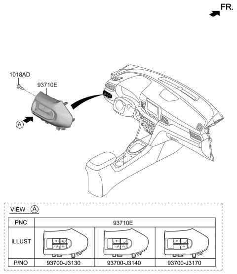 2021 Hyundai Veloster Switch Assembly-Side Crash Pad Diagram for 93700-J3140-RWS