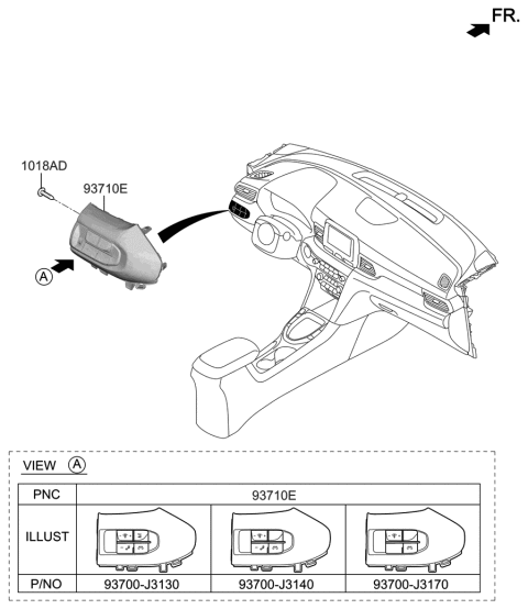 2021 Hyundai Veloster Switch Assembly-Side Crash Pad Diagram for 93700-J3170-UFM