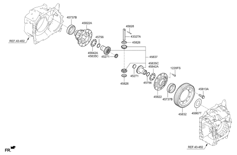 2021 Hyundai Veloster Gear-Differential Drive Diagram for 45832-2F030