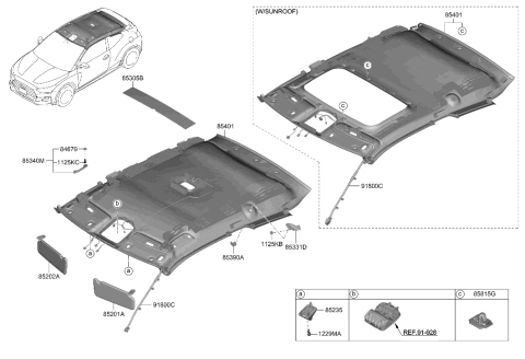 2019 Hyundai Veloster Sun Visor Assembly, Right Diagram for 85220-J3110-NNB